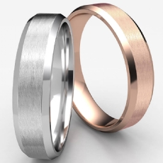 Comfort Fit Beveled Edge 14k Rose Gold Men's Wedding Band