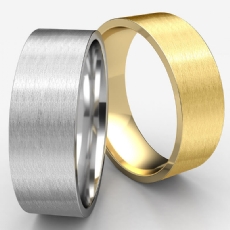 Flat Comfort Fit Satin Finish 14k Gold Yellow Men's Wedding Band