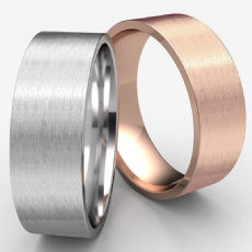 Flat Comfort Fit Satin Finish 14k Rose Gold Men's Wedding Band
