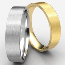 Comfort Fit Satin Finish Men's Flat Wedding Band 14k Gold Yellow
