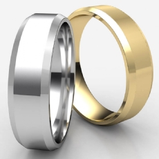 Beveled Edge Comfort Fit 14k Gold Yellow Men's Wedding Band