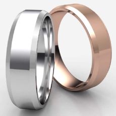 Beveled Edge Comfort Fit 14k Rose Gold Men's Wedding Band