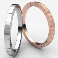 Unique Unisex Square Carved Wedding Band 14k Rose Gold