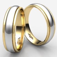 Comfort Fit Carved 14k 2 Tone Gold Wedding Band Unisex
