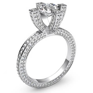 1.9Ct Diamond Eternity Style Engagement Setting Ring 14k W Gold Round Semi Mount