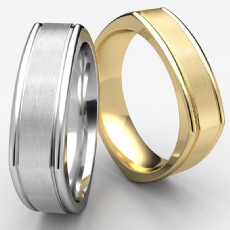 Satin Finish Center Four Sided White Gold Men's Wedding Band
