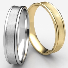 Concave Satin Finished Unisex Carved Wedding Band White Gold