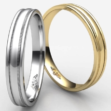 High Polished Unisex Milgrain Carved Wedding Band White Gold