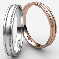 High Polished Unisex Milgrain Carved Wedding Band 14k Rose Gold