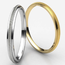 High Polished Milgrain Women's White Gold Wedding Band