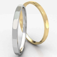 High Polished Faceted Design Women's White Gold Wedding Band