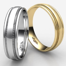 Classic High Polish Milgrain Unisex White Gold Wedding Band