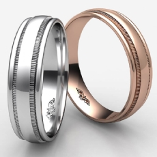 Classic High Polish Milgrain Unisex 14k Rose Gold Wedding Band