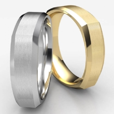 Four Sided Design Beveled Edge White Gold Men's Wedding Band