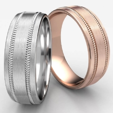 Satin Finish Comfort Fit 14k Rose Gold Men's Rope Wedding Band