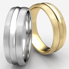 Comfort Fit Convex Cut White Gold Men's Carved Wedding Band