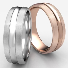 Comfort Fit Convex Cut 14k Rose Gold Men's Carved Wedding Band
