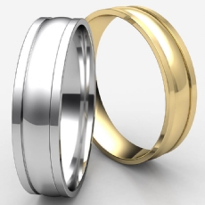 White Gold Domed High Polish Square Edge Men's Wedding Band