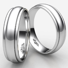 High Polished Unisex Carved Design Wedding Band White Gold
