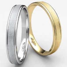 Comfort Fit Wire Brush Finish Men's White Gold Wedding Band