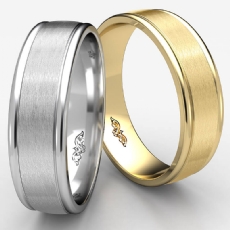 Unisex Satin Center Comfort Fit 14k Gold Yellow Wedding Band