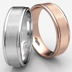 Unisex Satin Center Comfort Fit 14k Rose Gold Wedding Band