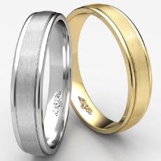 Satin Finished Center Unisex Carved Wedding Band White Gold