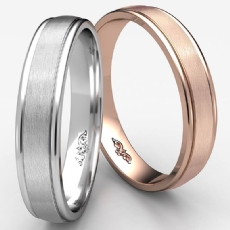 Satin Finished Center Unisex Carved Wedding Band 14k Rose Gold