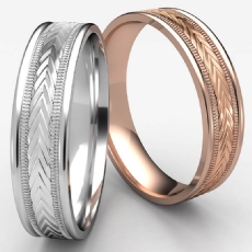 Harvest Of Love Milgrain Edge Unisex 14k Rose Gold Wedding Band