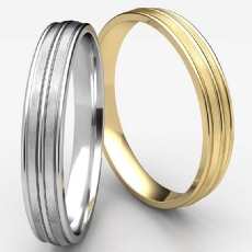 Satin Finished Grooved Unisex Carved Wedding Band White Gold