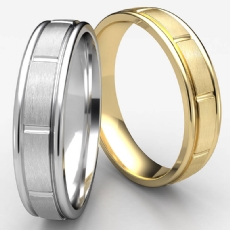 Center Cut Satin Finished Unisex Wedding Band White Gold