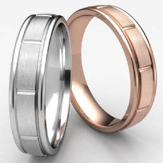 Center Cut Satin Finished Unisex Wedding Band 14k Rose Gold