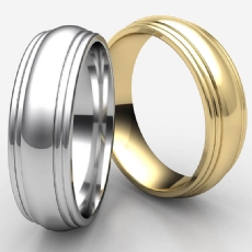 High Polish Double Round Edge Men's Wedding Band White Gold