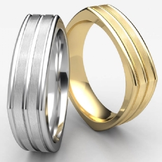 Satin Finish Four Sided Design White Gold Men's Wedding Band