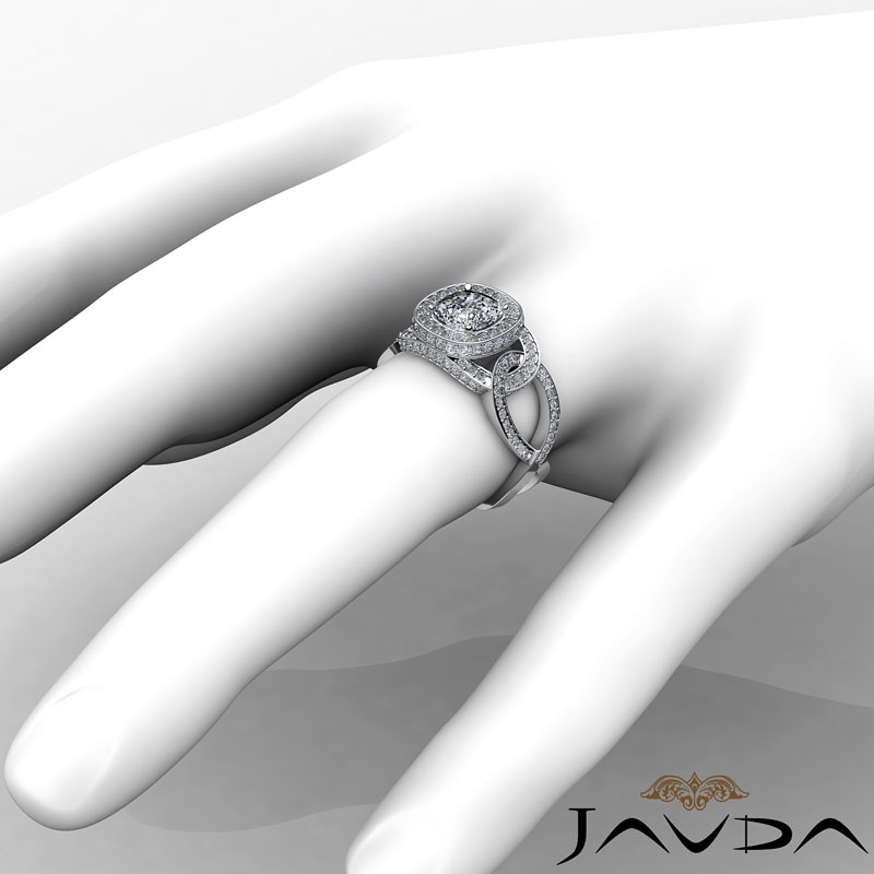 Twisted Shank Halo Pave diamond Ring 14k Gold White