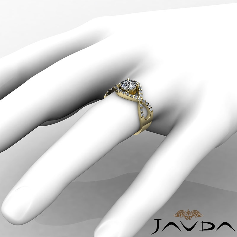Cross Shank Prong Setting diamond Ring 14k Gold Yellow