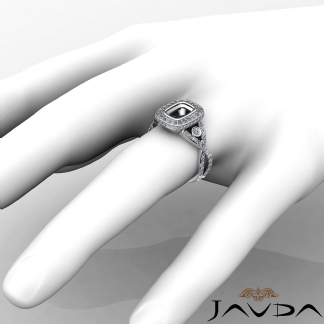 1.4Ct Halo Setting Diamond Engagement Cushion Semi Mount Ring 18k Gold White
