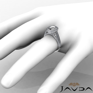 1.25Ct Halo Pave Setting Diamond Engagement Oval Semi Mount Ring 18k Gold White