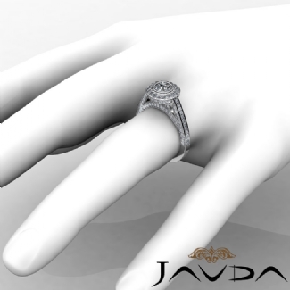 1.25Ct Halo Pave Setting Diamond Engagement Round Semi Mount Ring Gold W18k