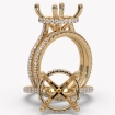 Round Halo Cathedral U Pave Diamond Bridal Sets Engagement Ring Gold Y14k 1.01Ct
