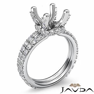 0.65Ct Diamond Semi mount Engagement Half Eternity Style Ring 14k Gold White Setting