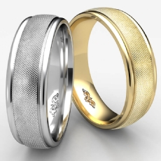 Florentine Center Polish Edge Unisex White Gold Wedding Band
