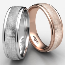 Florentine Center Polish Edge Unisex 14k Rose Gold Wedding Band