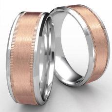 Satin Center Drop Bevel Edge 2 Tone Gold Men's Wedding Band