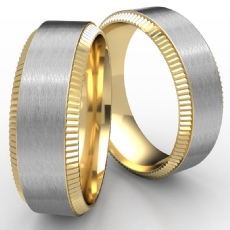 Coin Bevel Edge Satin Center 2 Tone Gold Men's Wedding Band