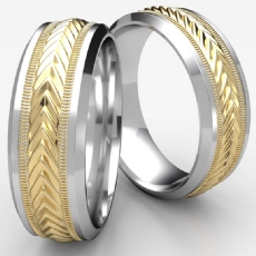 Harvest Center Drop Bevel Two Tone Gold Unisex Wedding Band