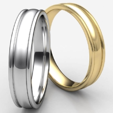 High Polished Carved Design Unisex Wedding Band 14k Gold Yellow