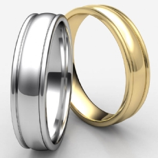 Unisex High Polished Carved Design 14k Gold Yellow Wedding Band