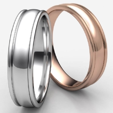 Unisex High Polished Carved Design 14k Rose Gold Wedding Band