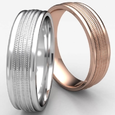 Unisex Milgrain Center Round Edge Wedding Band 14k Rose Gold
